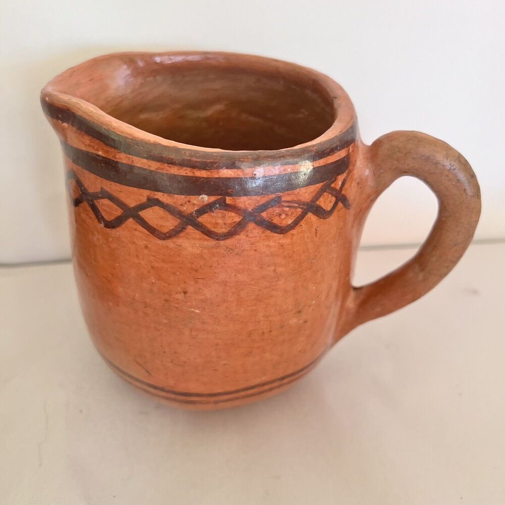 Redware Pitcher Medium Pottery 5” High Mexican? Pottery Clay Terracotta